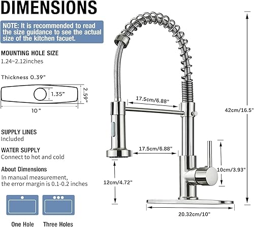 Miniatura 9 de Grifo de cocina con rociador extraíble para fregadero de cocina, grifo de fregadero de cocina comercial RV