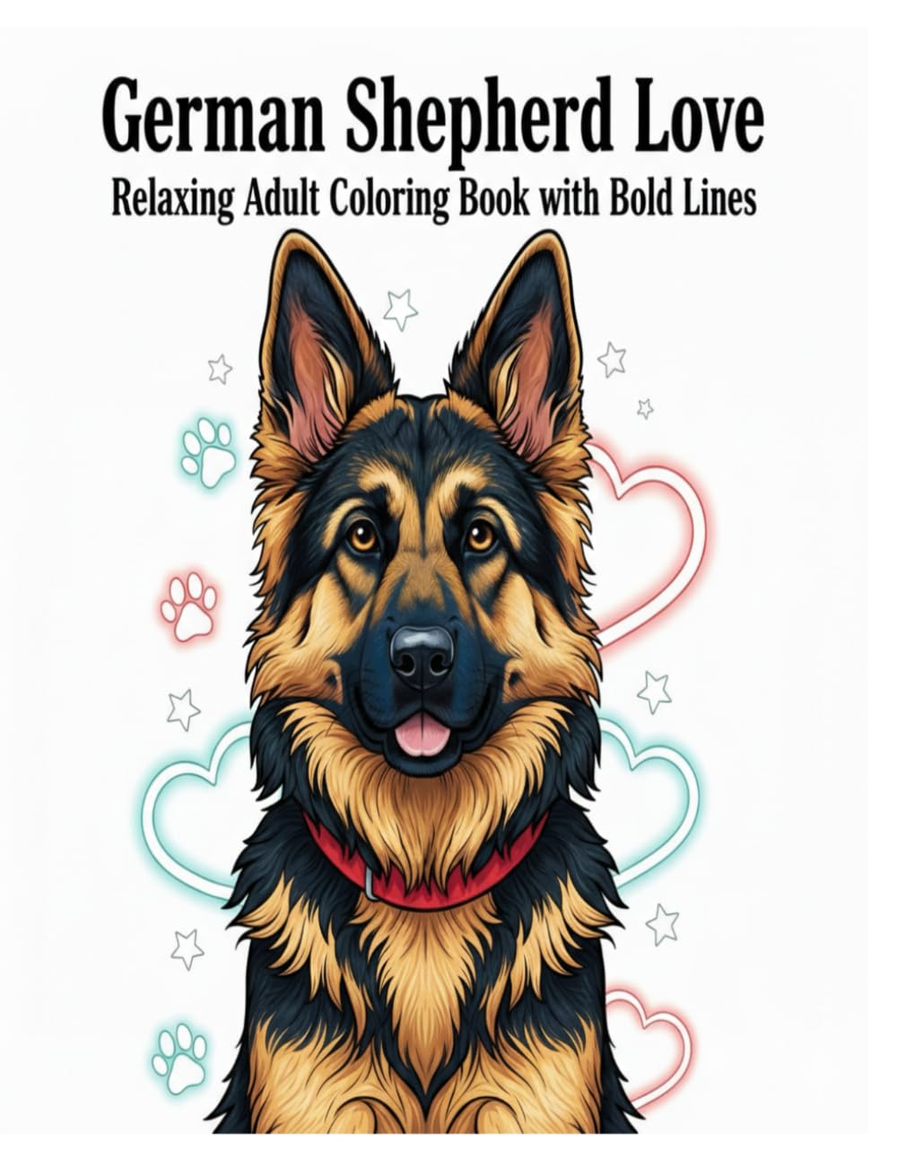 German Shepherd Love: Relaxing Adult Coloring Book with Bold Lines