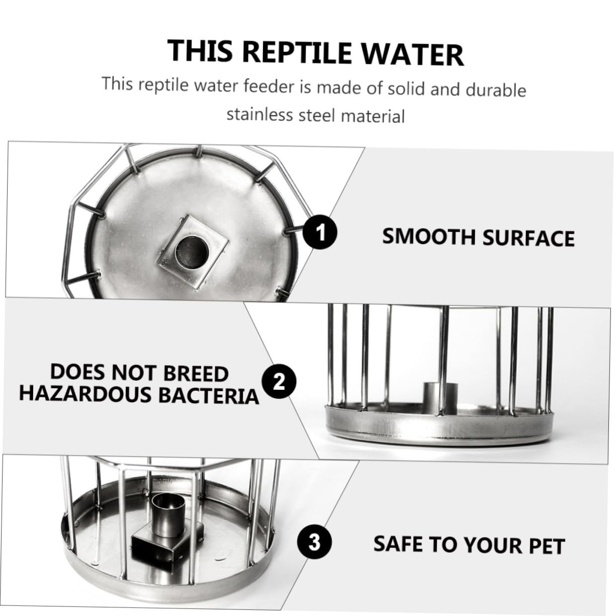 TOYANDONA Fuente De Agua Potable Automática Bebedero para Reptiles Comedero para Tortugas Barba De Dragón De Acero Inoxidable para Terrario