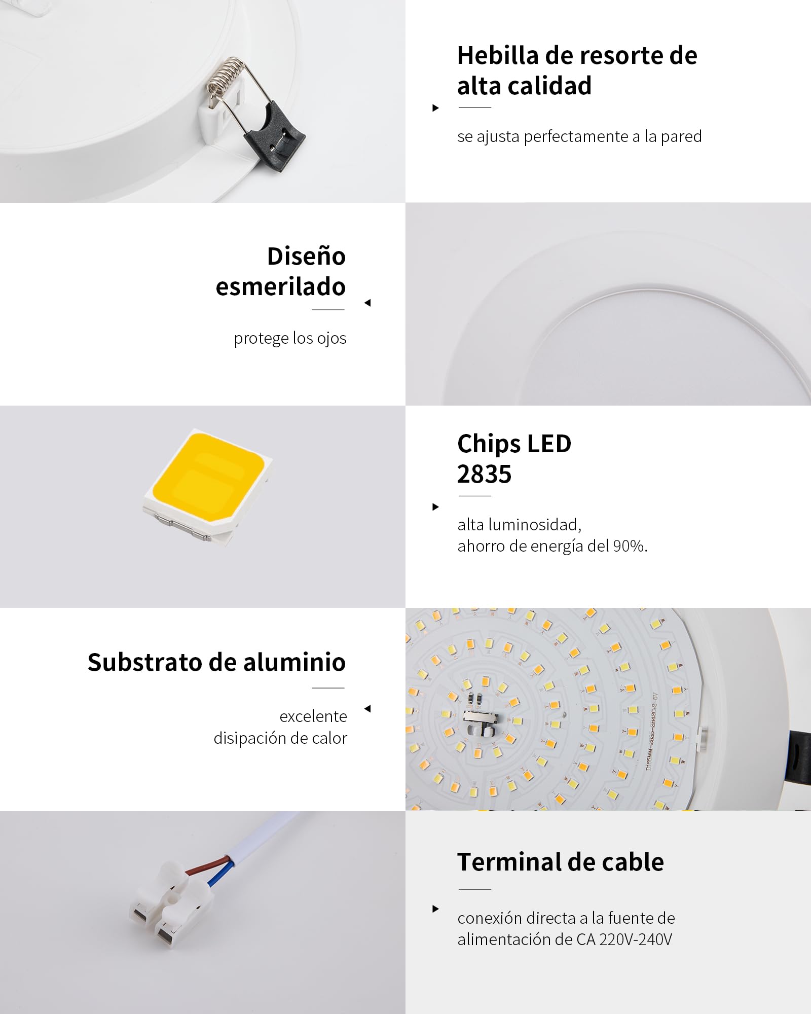 Downlight LED Techo Empotrable Regulable 24W (240W), Redondo Downlight LED 220mm, Placa Extraplana 2200 lúmenes, Corte techo Ø185-210mm, Luz Seleccionable 3000K-4000K-6000K (3CCT),2 unidad