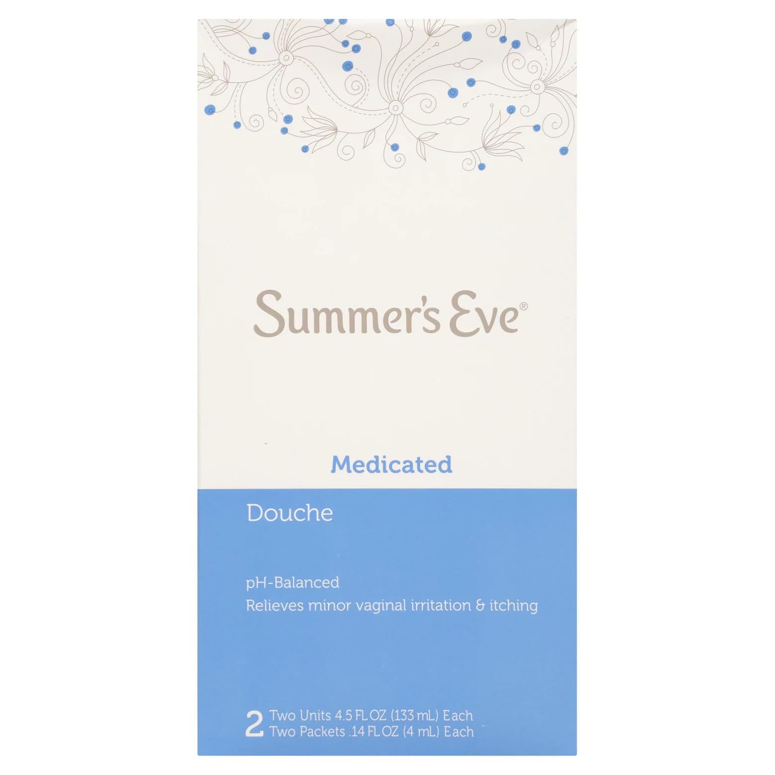 Summer's Eve, Feminine Cleansing Douche, Medicated, 2 Ct. 4.5 oz Each (Pack of 1)
