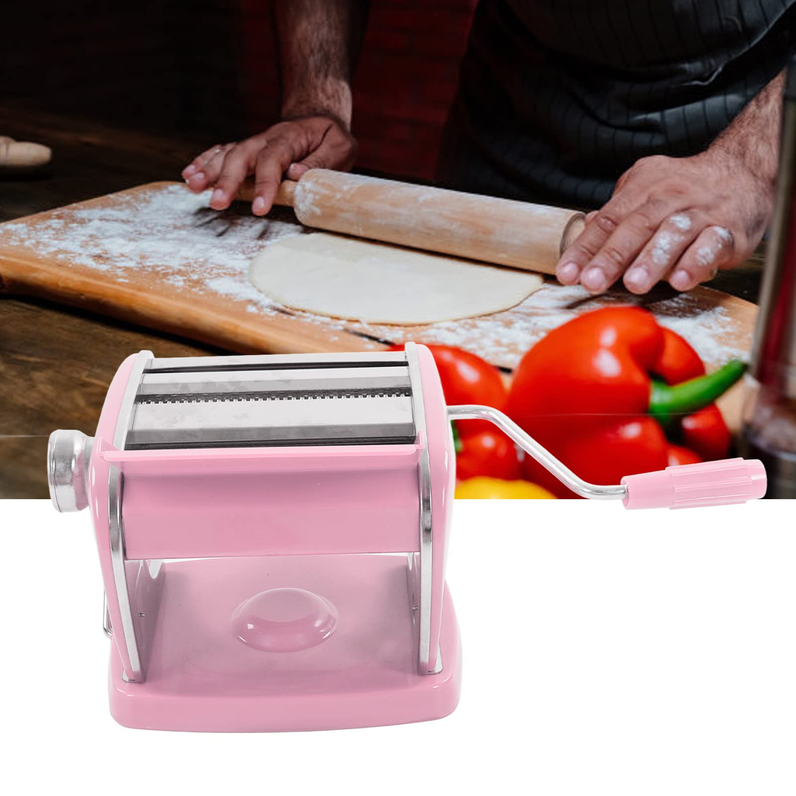 Cocoarm Máquina para Hacer Pasta Máquina para Hacer Pasta Manual de Acero Inoxidable con Base de Succión Prensa y Cortador de Fideos Multifunción para Casera Masa de Lasaña Uso por Familias (Ventosa