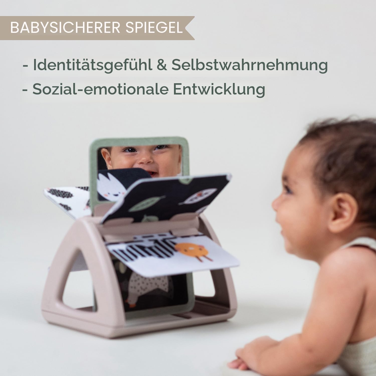 Taf Toys Tummy Time Schwarz-Weiß-Babybuch Monochrom Spinning Doppelseitiges Rassel Sensorisches Buch High Contrast Baby Spielzeug Montessori Lernaktivität Geeignet für Neugeborene Jungen & Mädchen 0