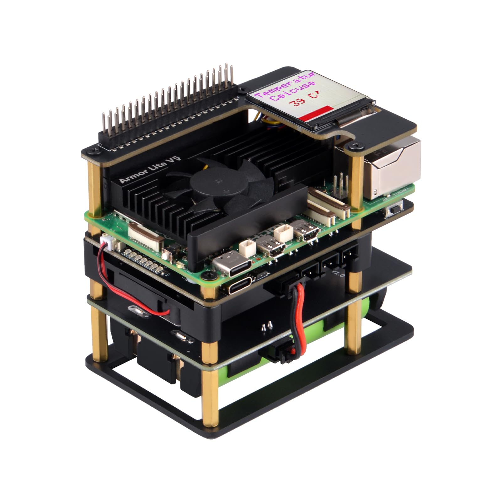 GeeekPi UPS Gen 6 Power Supply Uninterruptible UPS HAT with 1.3inch 240X240 LCD TFT Display Module for Raspberry Pi 5/4B