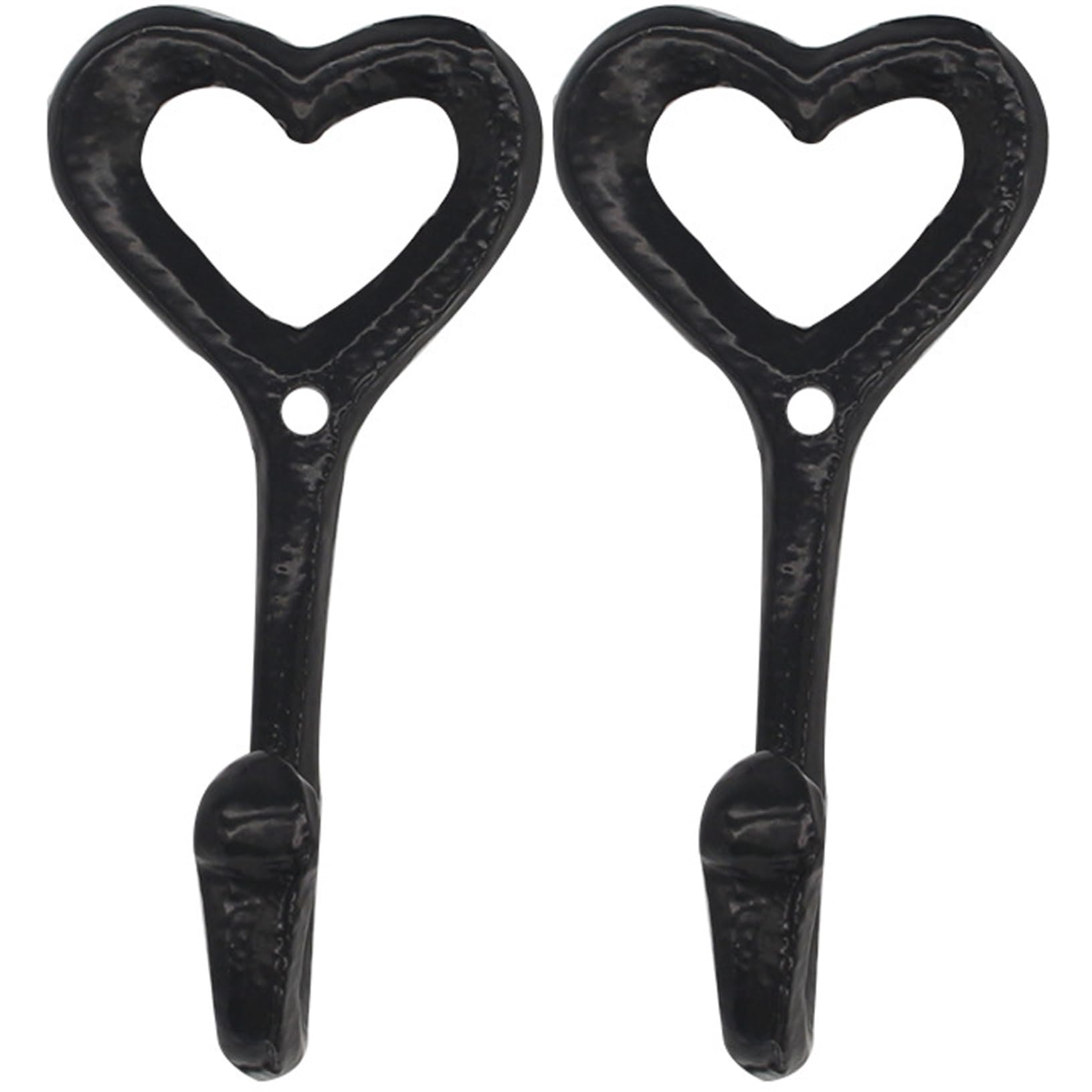 Uanqfegy Wall Hooks - 2PCS Cast Iron Heart Hooks for Bath Kitchen