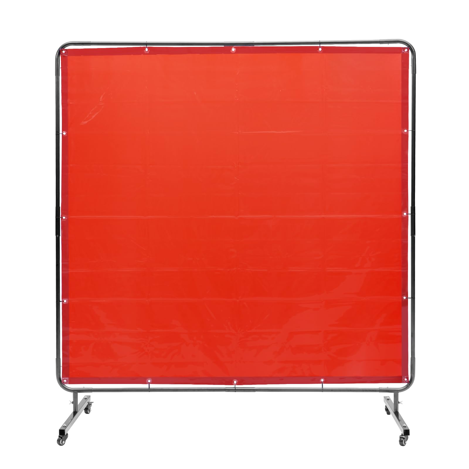 VEVOR Rideau de Soudage avec Cadre, 1,8x1,8 m Écran de Protection pour Soudure en Vinyle Ignifuge sur 4 Roues Pivotantes 2 Verrouillables, Rideau Mobile Professionnel pour Atelier, Industrie, Rouge