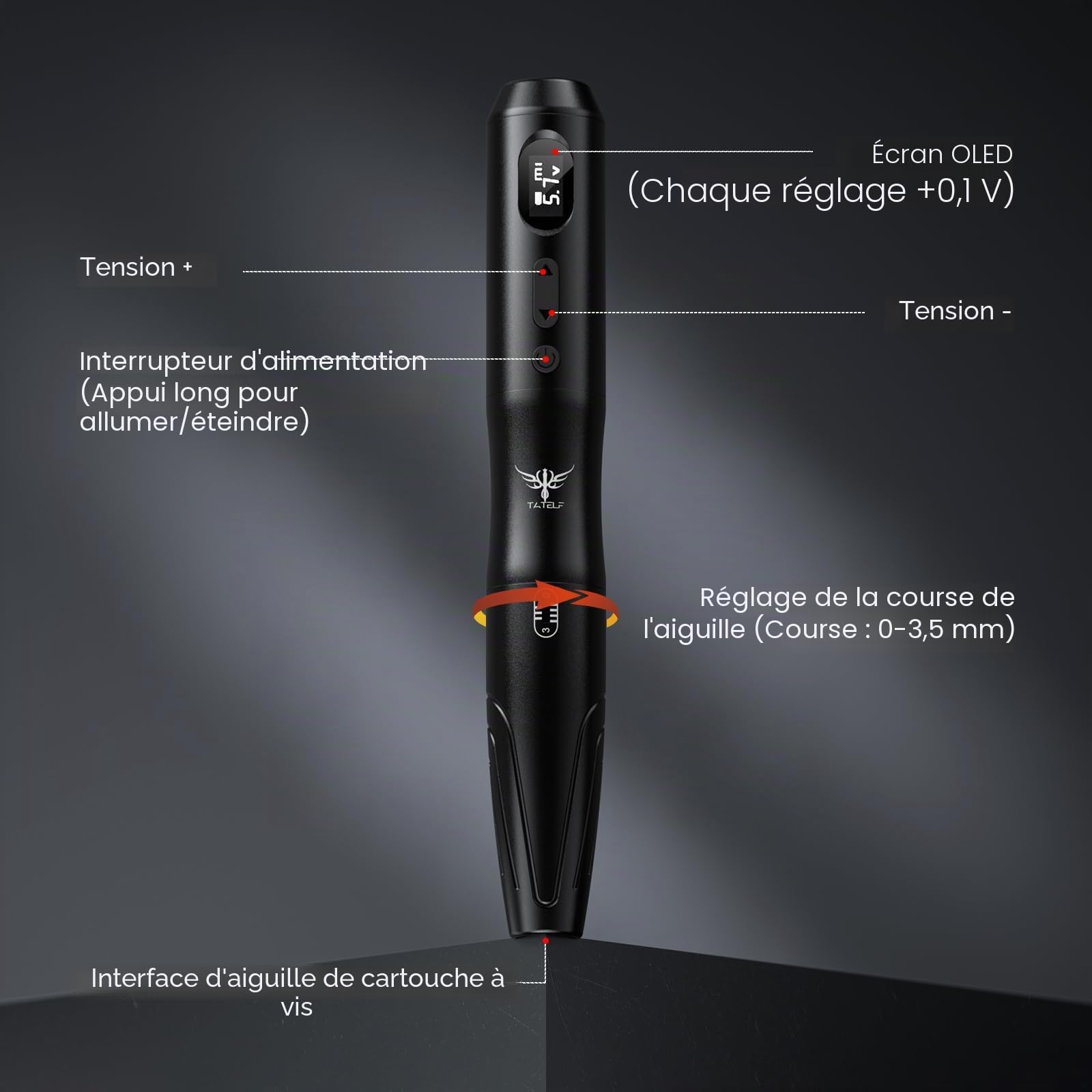 TATELF S20 Kit Maquillage Semi Permanent Sans Fil, Machine Complète | Avec 10 Cartouches. Machine Idéale pour Lèvres, Eyeliner, Ombre, Poudre, Brows et Microshading.