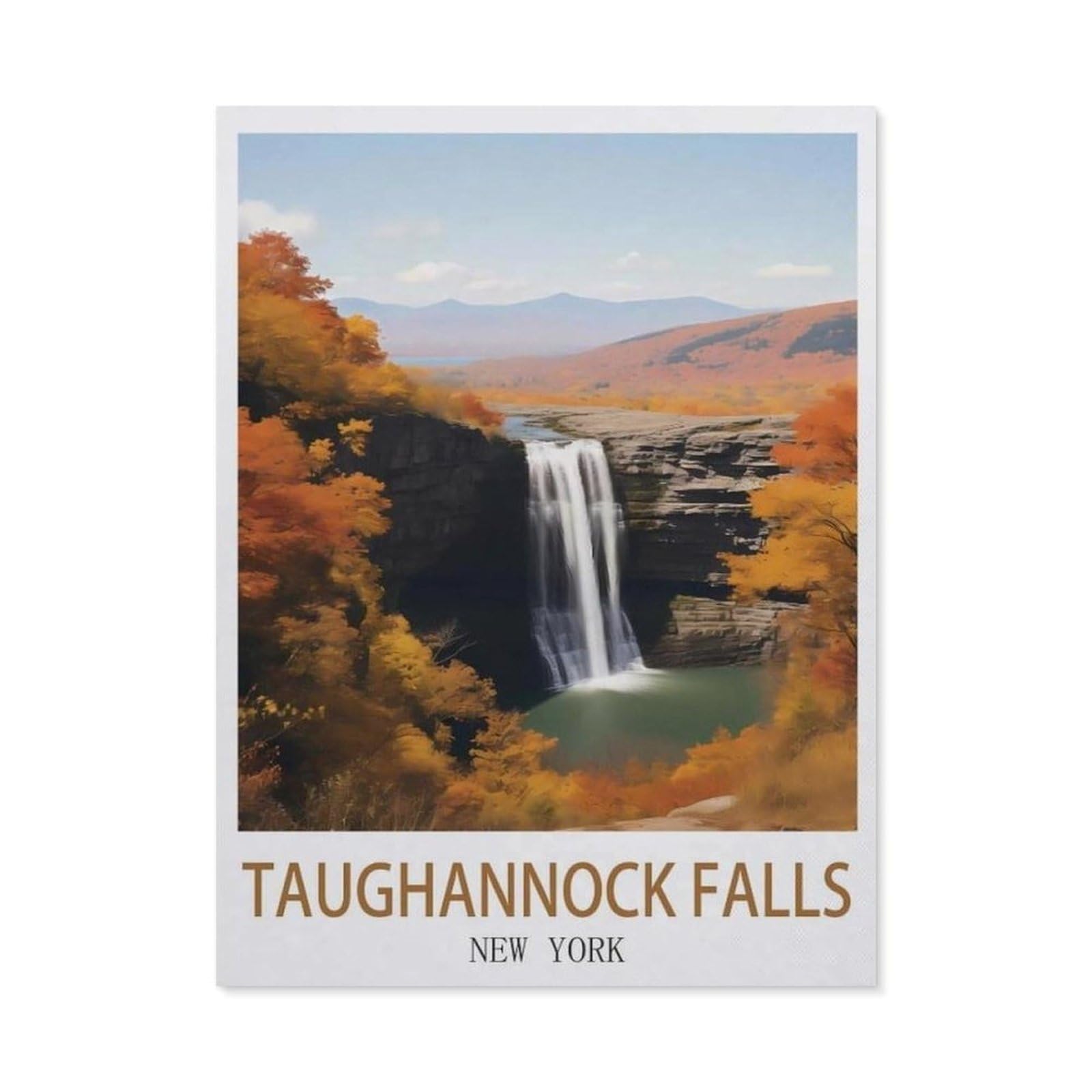 Metal Tin Sign，Taughannock Falls New York，Tin Sign Vintage Bar Kitchen Garage Cave Home Wall Funny Decor Retro Tin Sign(30x40cm）12x16 inch-ED96