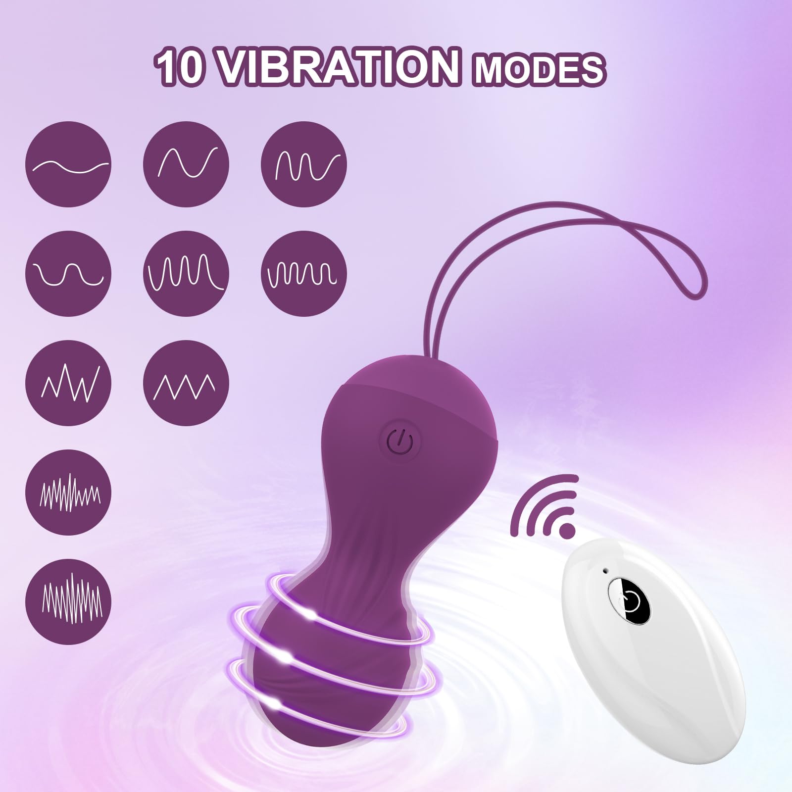 Vibratore con telecomando, 10 modalità di vibrazione per il punto G e il clitoride, sex ball con telecomando, sex toy per coppie e donne, uovo vibrante ricaricabile, viola