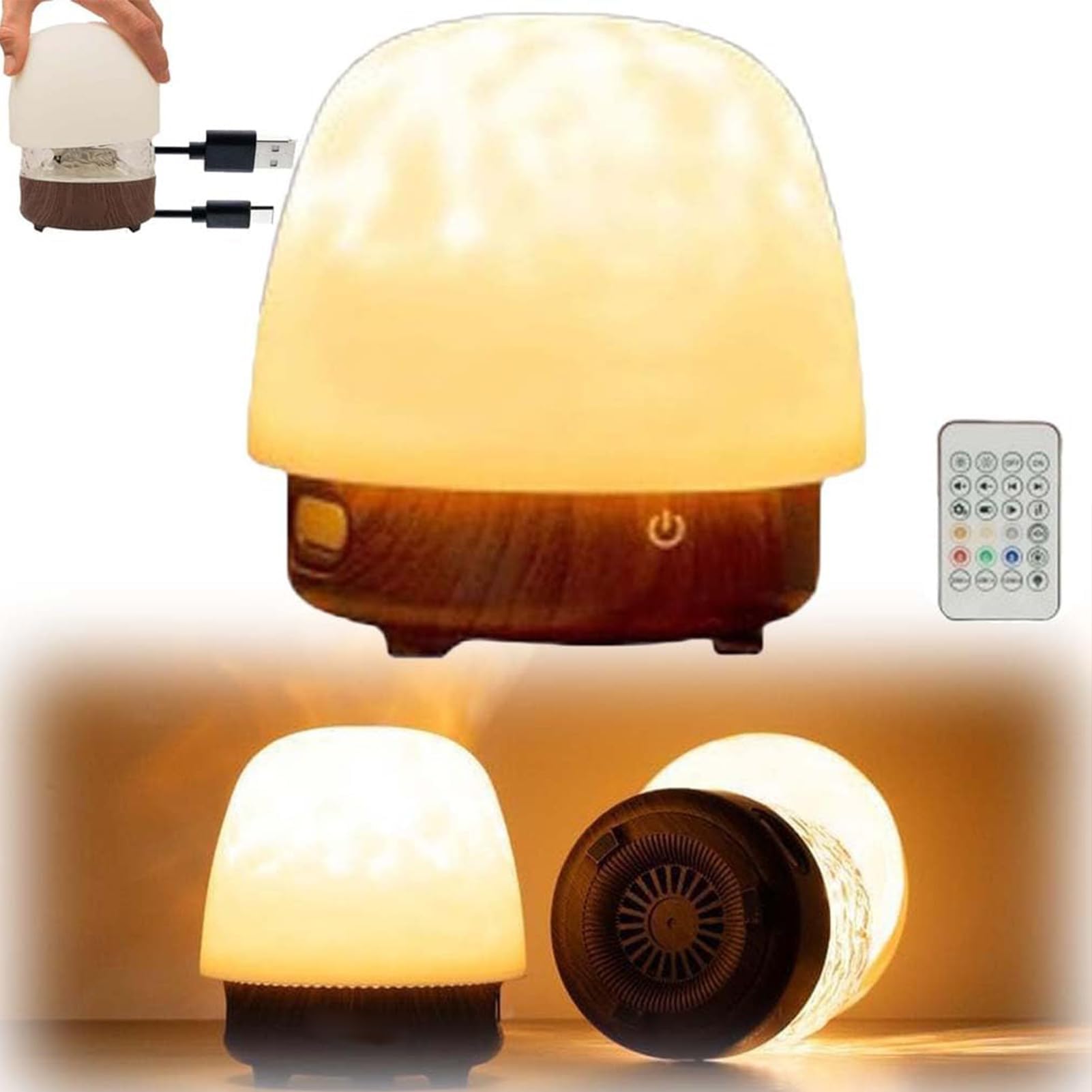 Lampada da Tavolo a LED con luci notturne a Forma di Luna con Altoparlante, dimmerabile con Telecomando per Soggiorno, Camera da Letto, cameretta dei Bambini, scrivania, Viaggi, ad