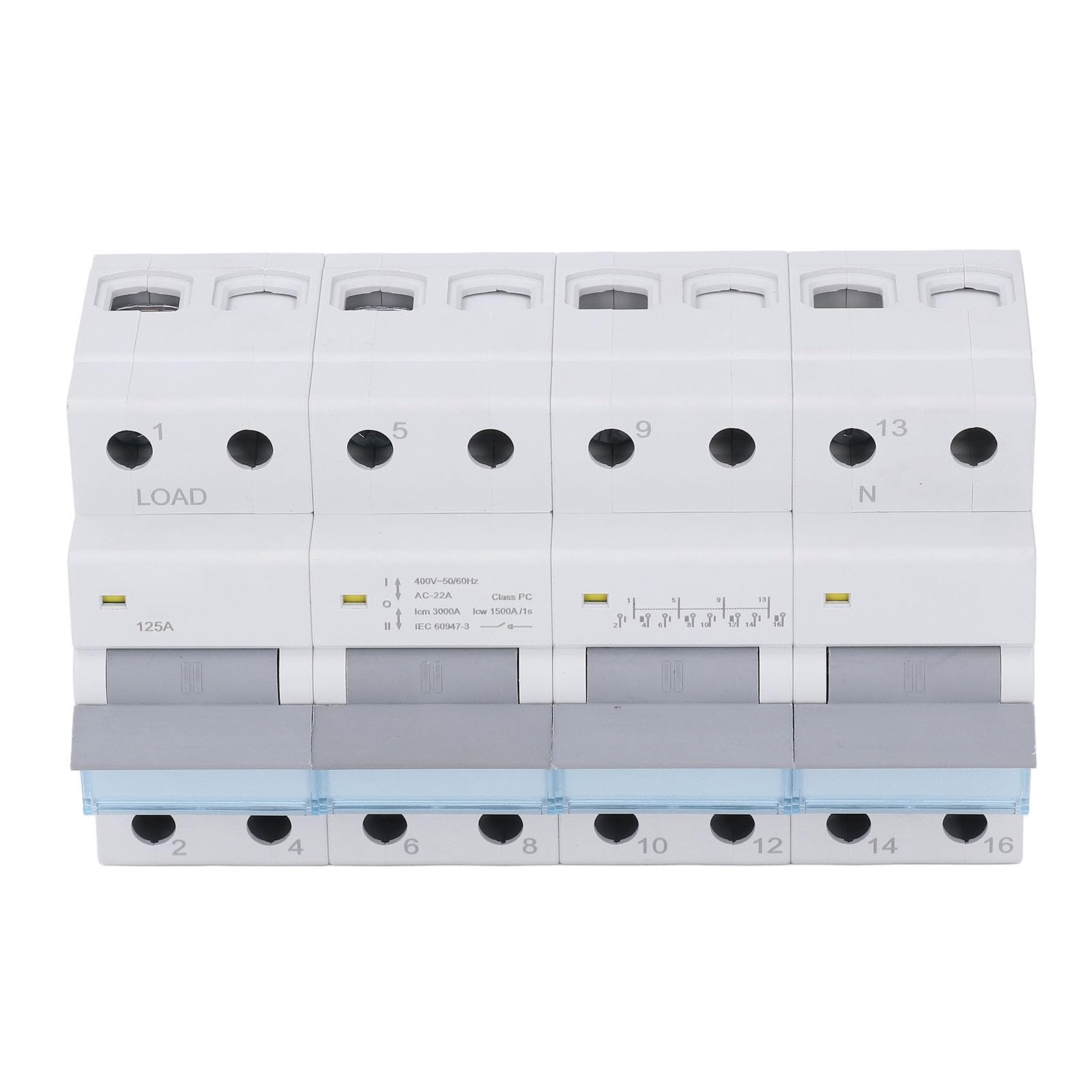 Sezionatore di Alimentazione 4P, Interruttore Automatico 4 Poli 6 Rivetti Rassodante DC AC 12-1000V Isolamento 400V 125A per Sistema di Alimentazione Fotovoltaico