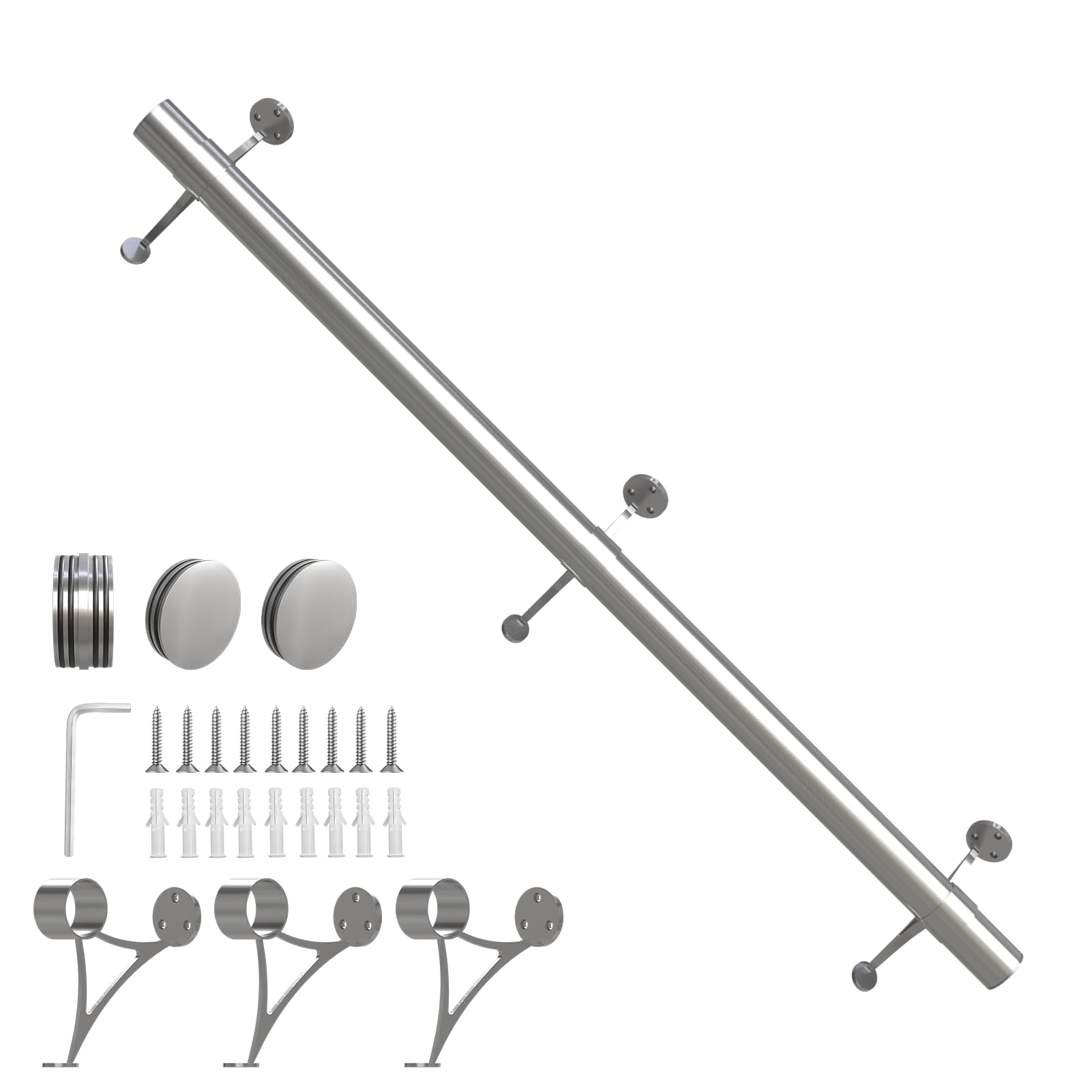 Florisky Bar Foot Rail Kit (4ft / 6ft / 8ft, Stainless Steel)