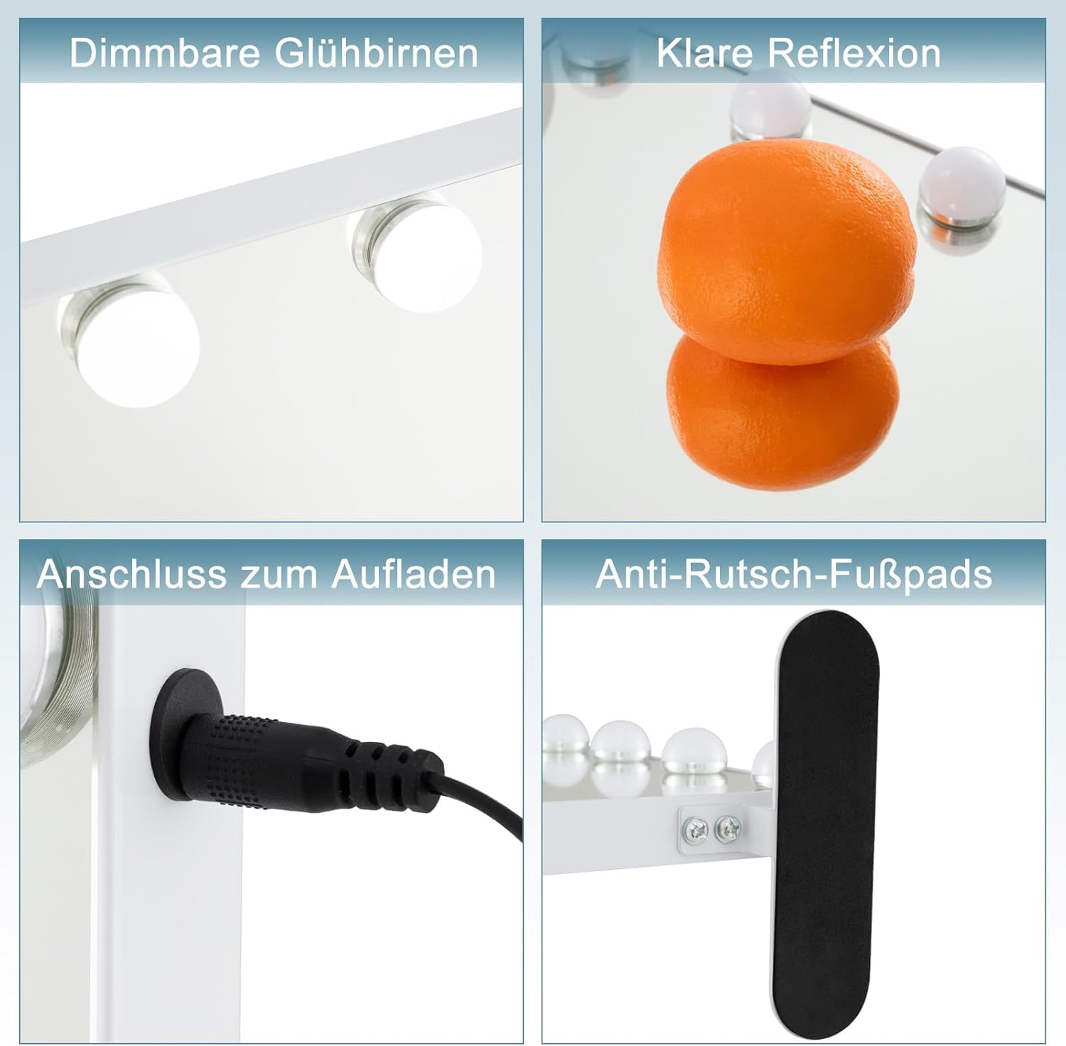 FANTASK 2-in-1 Hollywood-Spiegel mit 14 dimmbaren LED-Lichtern, Schminkspiegel, Kosmetikspiegel mit Smart-Touch-Steuerung, Tischspiegel mit Metallständer