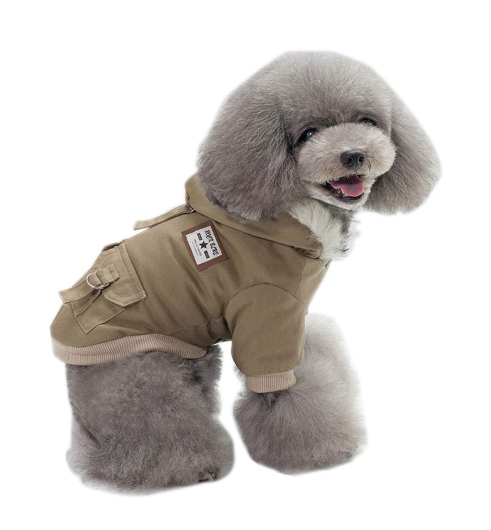 Izefia Dog Coat Hoodies Work Clothes Thickened Dog Overall Dog