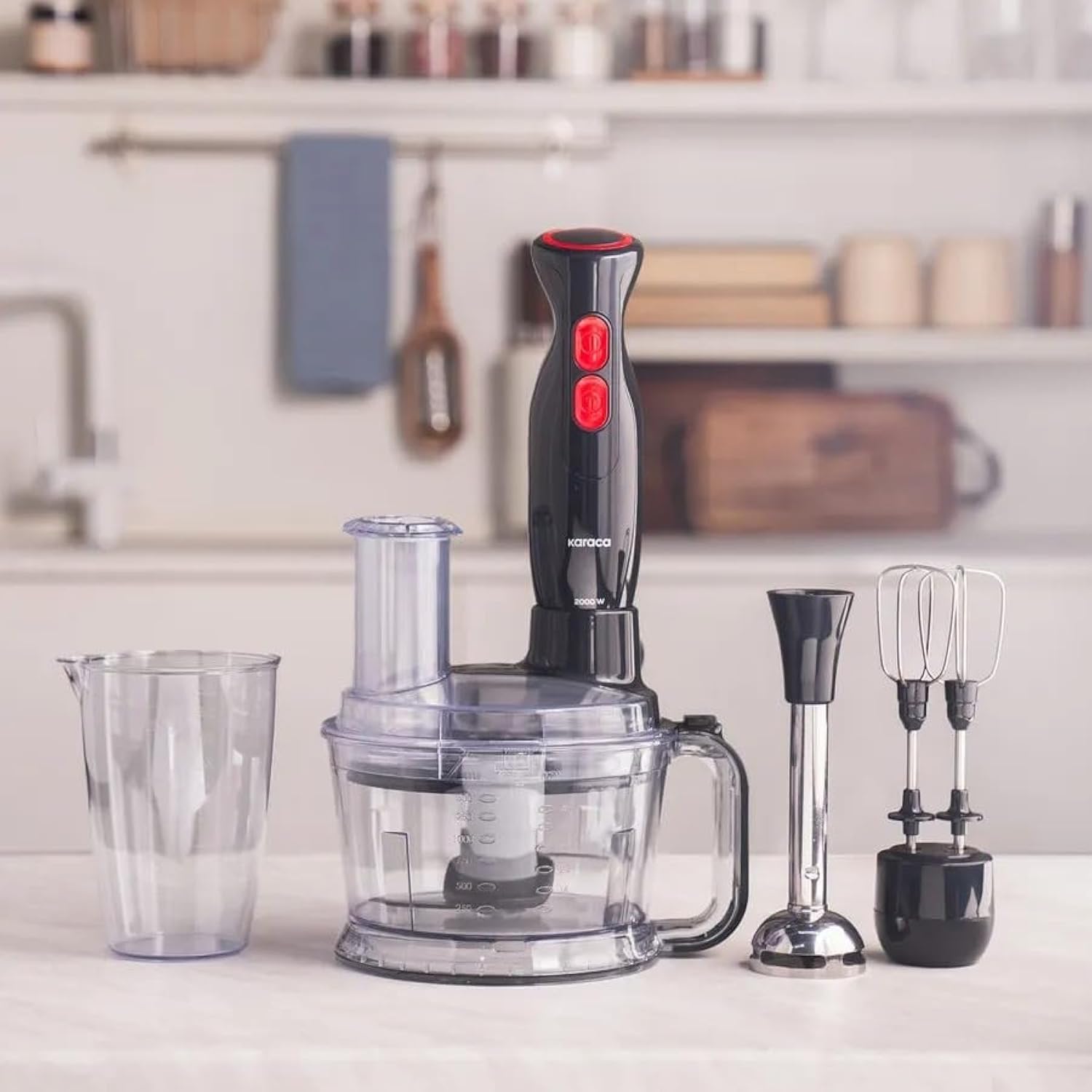 Karaca Robot de cuisine Pro-Multimax - Noir et argenté - 2000 W - Ustensile de cuisine puissant pour de nombreuses applications