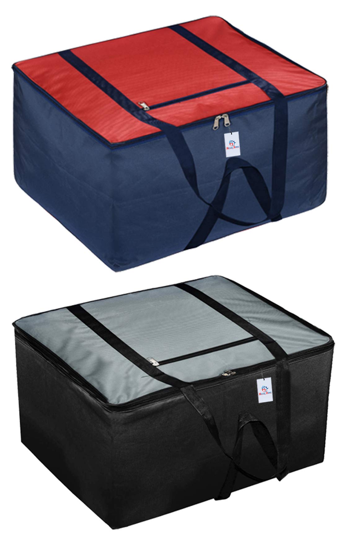Heart Home Small Size Foldable Travel Duffle Bag, Underbed Storage Bag(Red & Grey)-Pack of 2 (F_26_HEARTH016781)-image-38
