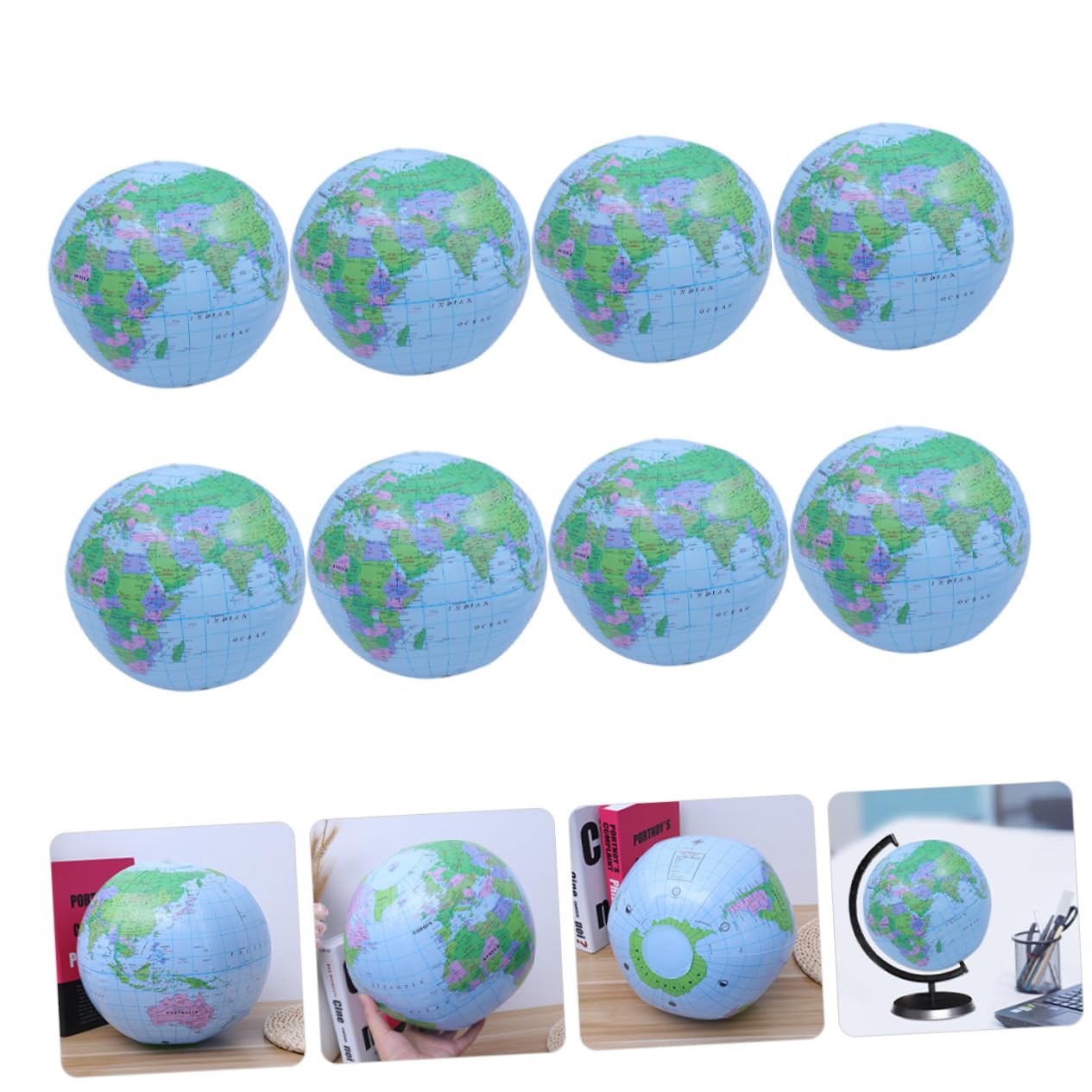 BESPORTBLE Palloni 8 da Spiaggia a Forma di Globo Gonfiabili in Pvc Leggero e Galleggiante per Giochi Estivi in Spiaggia e Feste di Compleanno