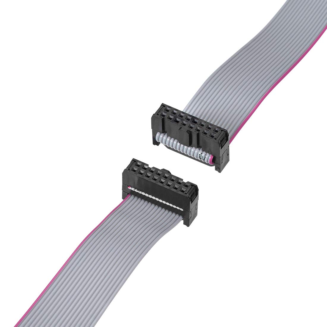 sourcing map IDC Câble plat FC/FC Connecteur A 16 broches 2,54 mm Longueur 50 cm Gris