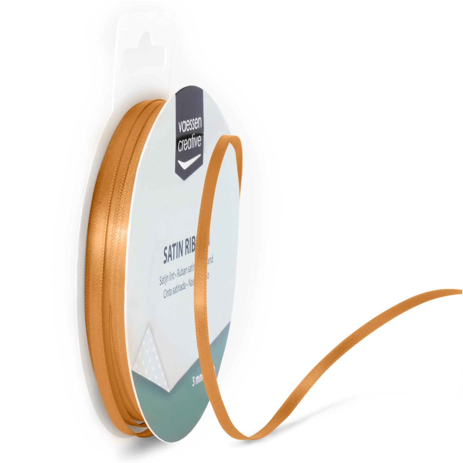 Vaessen Creative Satin Ribbon, Light Brown, 3mm x 10m, Elegant Shine for Card Making, Scrapbooks, Gift Wrapping and Other Craft Projects, 301002-0021