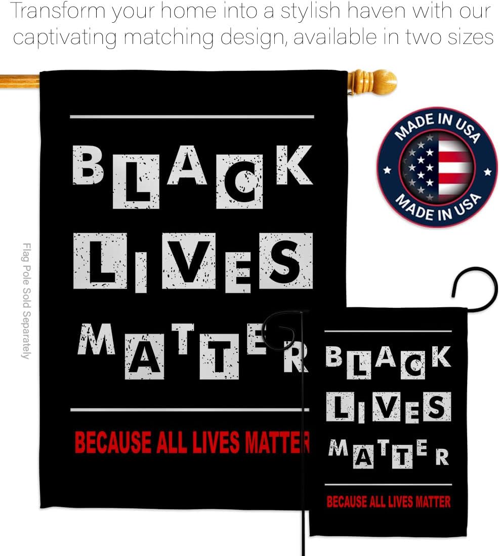 Black Lives Matter Justice for BLM House Flag - Pack Support Cause Anti Racism Revolution Movement Equality Social USA Applique - Decoration Banner Small Garden Yard Gift Double-Sided Made in 28 X 40