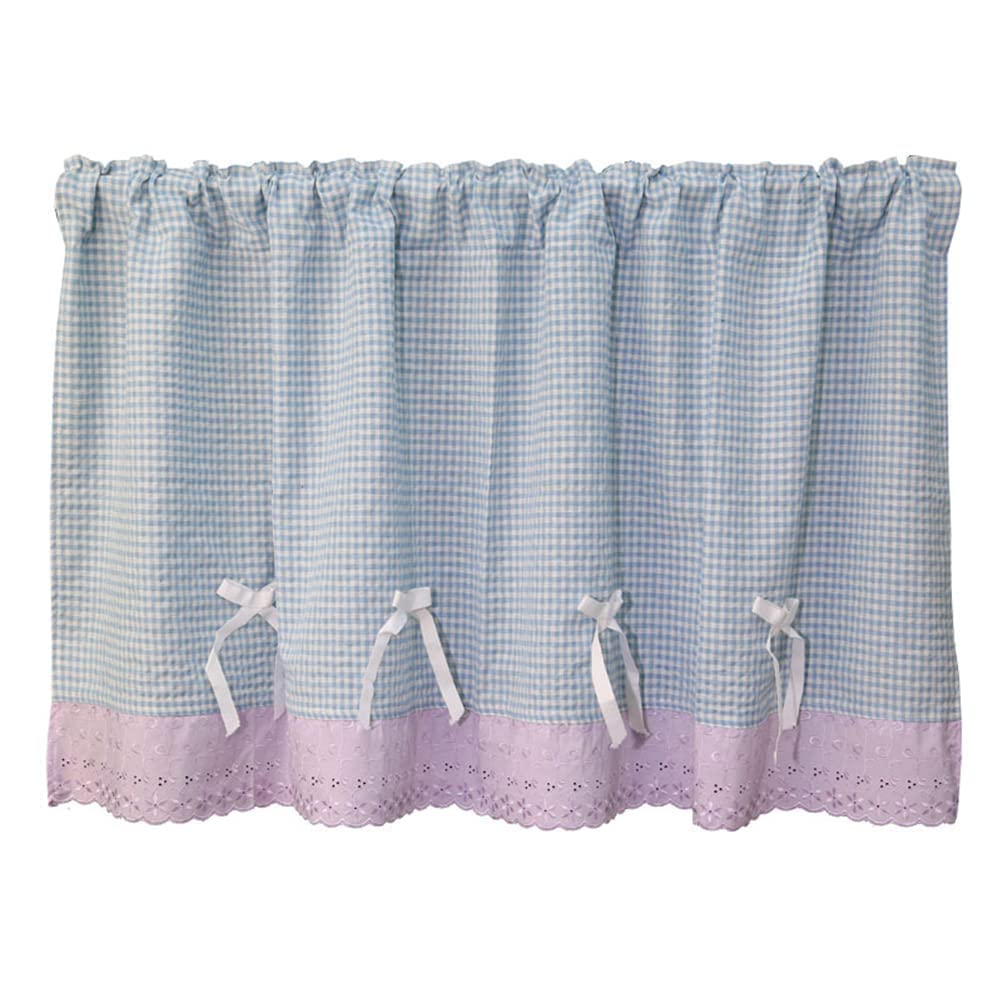 Cortina de lino y algodón a cuadros 130x120 cm con bolsillo de varilla para ventana de cocina