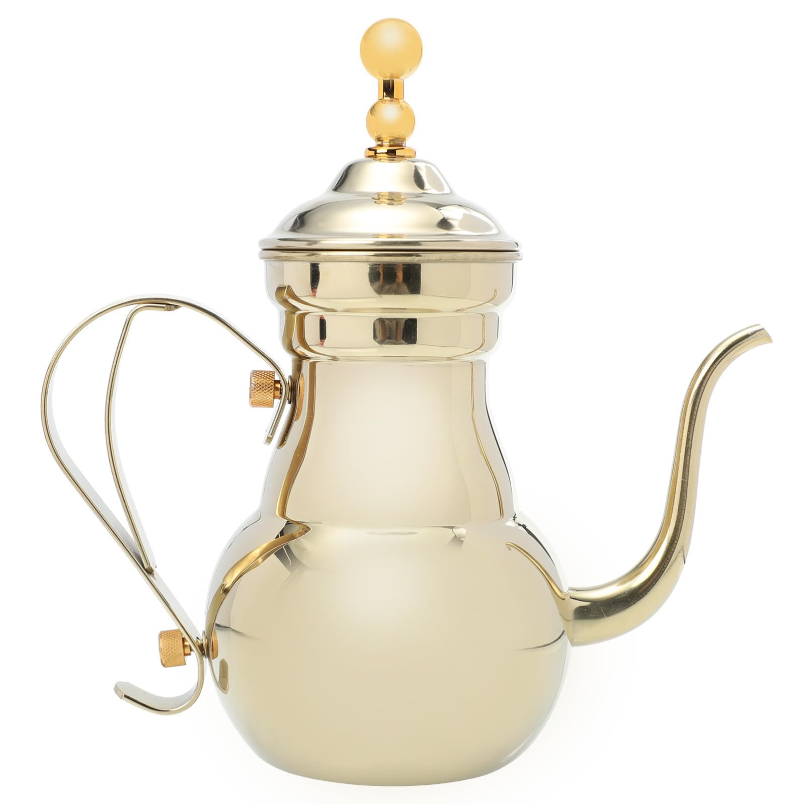 Tofficu Teiera in Acciaio Inossidabile Manico Ergonomico e Filtro Integrato, Stile Medio Orientale Dorato, per Casa, Tè e Caffè in Caffetteria