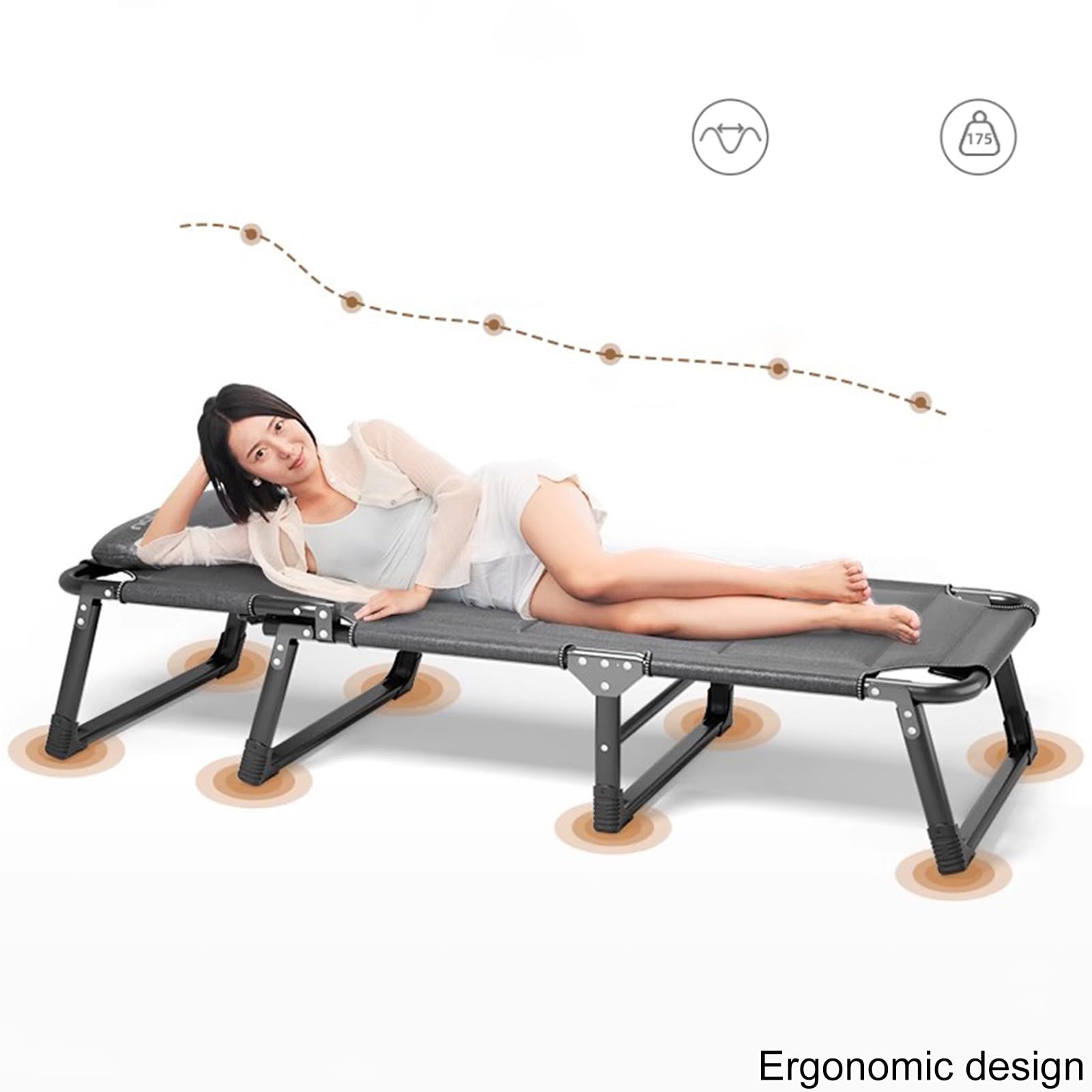 Łóżka Polowe dla Dorosłych z Materacem, Rozkładana Sofa z Poduszką, łóżko Polowe, Krzesło Oszczędzające Miejsce z Grubą Podkładką, do Biura, na Kemping i do Użytku Domowego