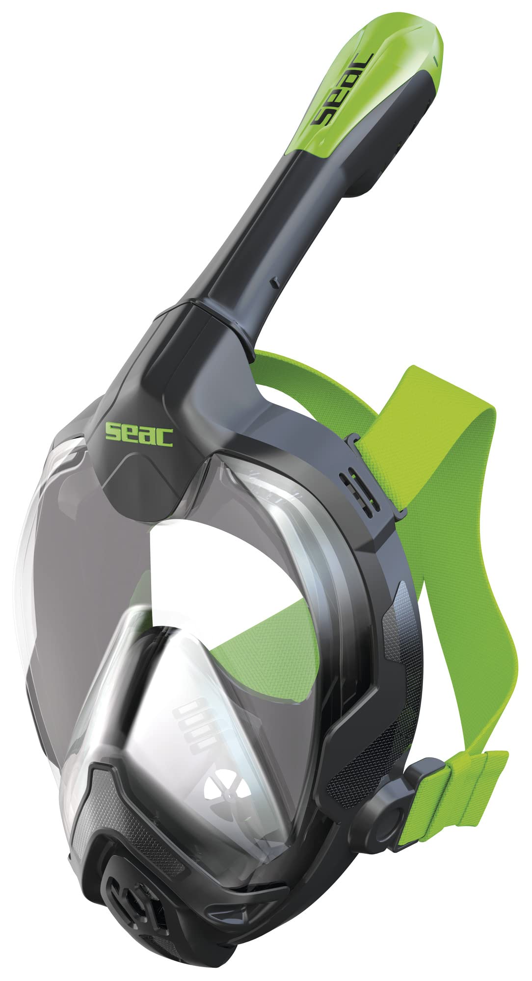 Seac Libera, máscara de Snorkel Integral de Nueva generación, Silicona hipoalergénica, liberación rápida, 4 tamaños, Negro/Verde, S/M