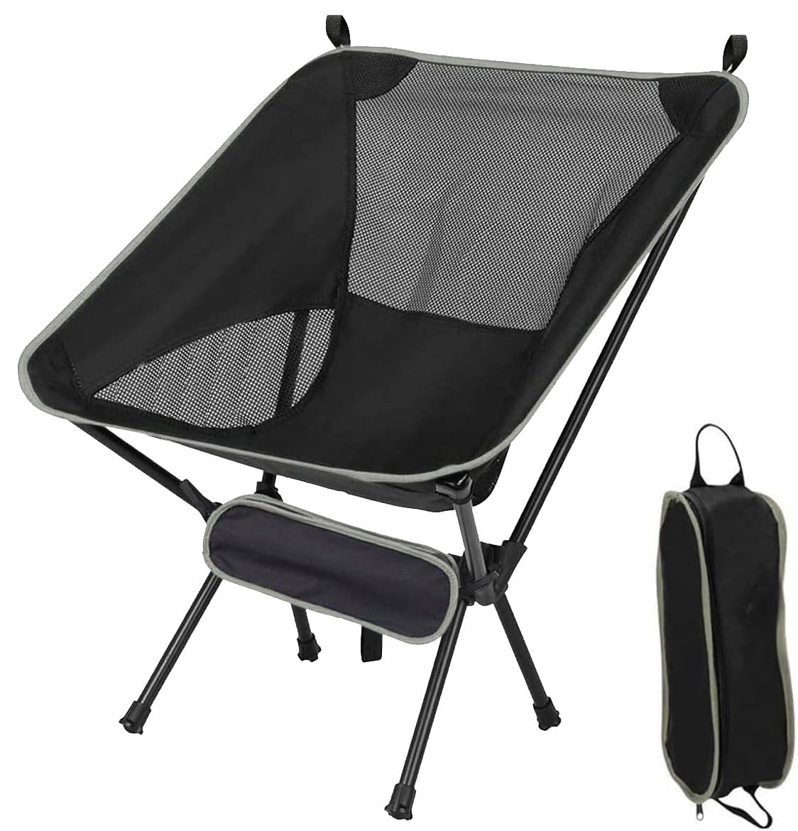 LUKVCIY Camping Chair, Lightweight Portable Folding Chair, 150kg Weight Capacity, 600D Oxford Fabric, Suitable for Gardens, Parties, Fishing, Expeditions, Hiking, etc., Grey