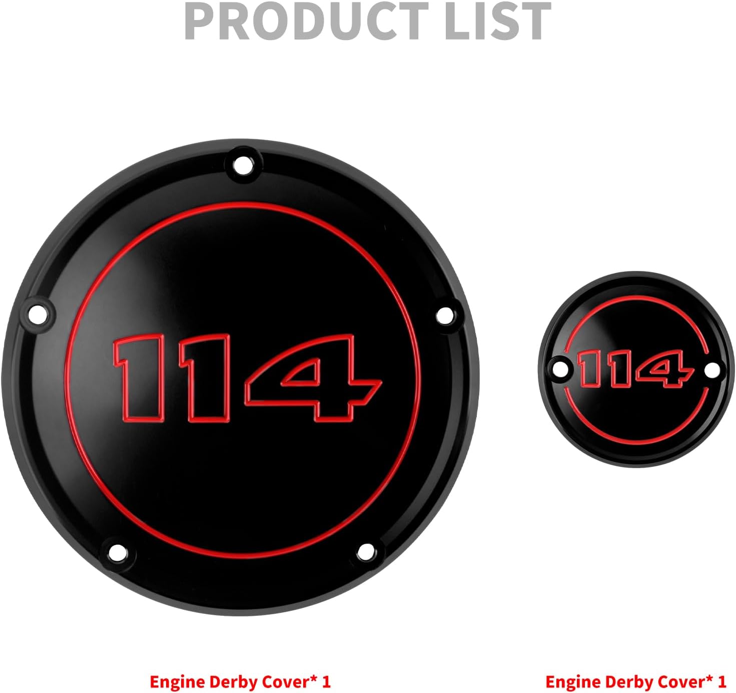 HDBUBALUS Motorcycle CNC 5 Holes Derby Cover Timer Timing Cover for Harley Softail 114 117 Street Bob Fat Bob Low Rider Fat Boy Heritage Classic (Black w/red Number)