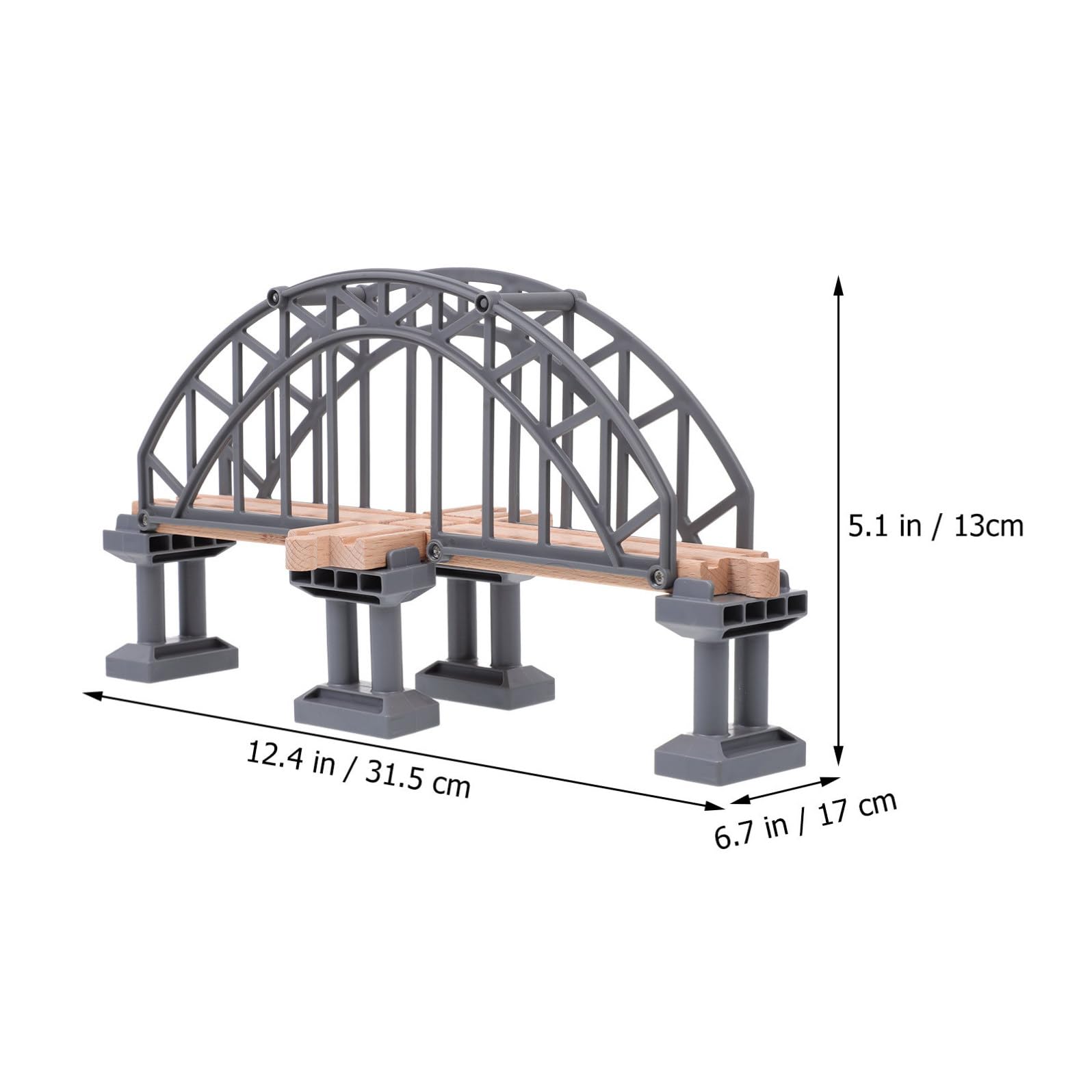 WOONEKY Ponte per Trenino in Abs e Legno, Accessorio per Bambini 1 Pezzo