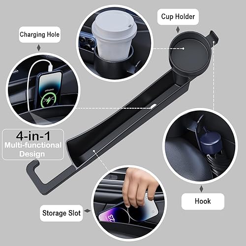 Miniatura 2 de Enchufe para asiento de automóvil con ranura de almacenamiento, organizador de llenado automático de huecos con soporte para tazas, tira universal