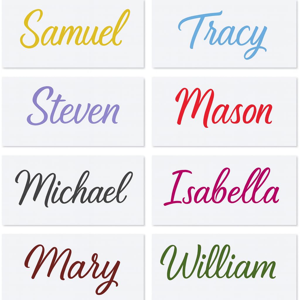 Vinyl Name Stickers, 3 cm Height, 21 Colours, Perfect for Weddings, Glass, Box, Wine Bottles, Label Decal