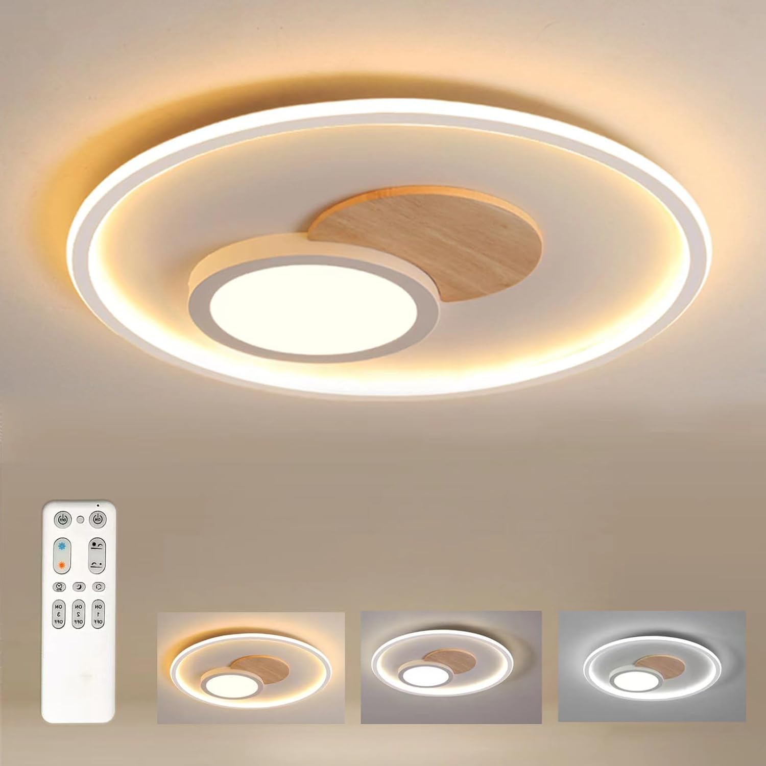 Lampă de tavan LED FitzMia cu elemente din lemn