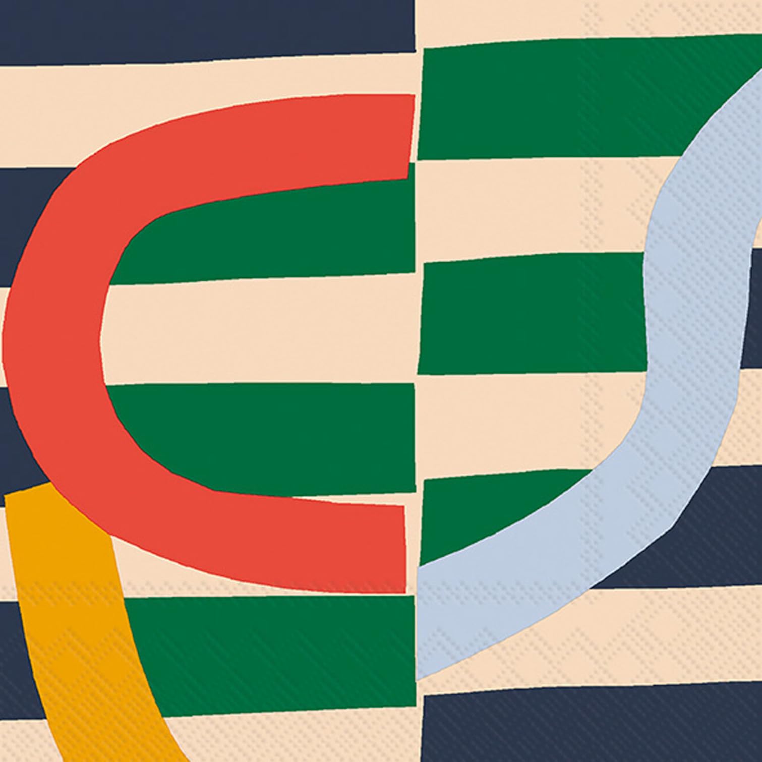 IHR Ideal Home Range Party Napkins Marimekko Disposable 3-Ply Paper Lunch Napkin Pack, 6.5" x 6.5", Siirto (Green), 20-Count