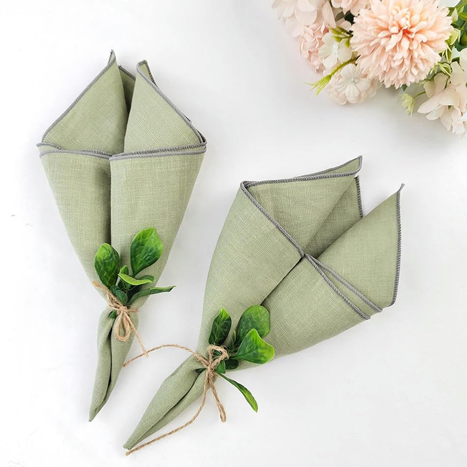 Set di 10 tovaglioli, 40 x 40 cm, in puro lino, ecologico, durevole, ideale per matrimoni, riunioni di famiglia, picnic e molto altro ancora