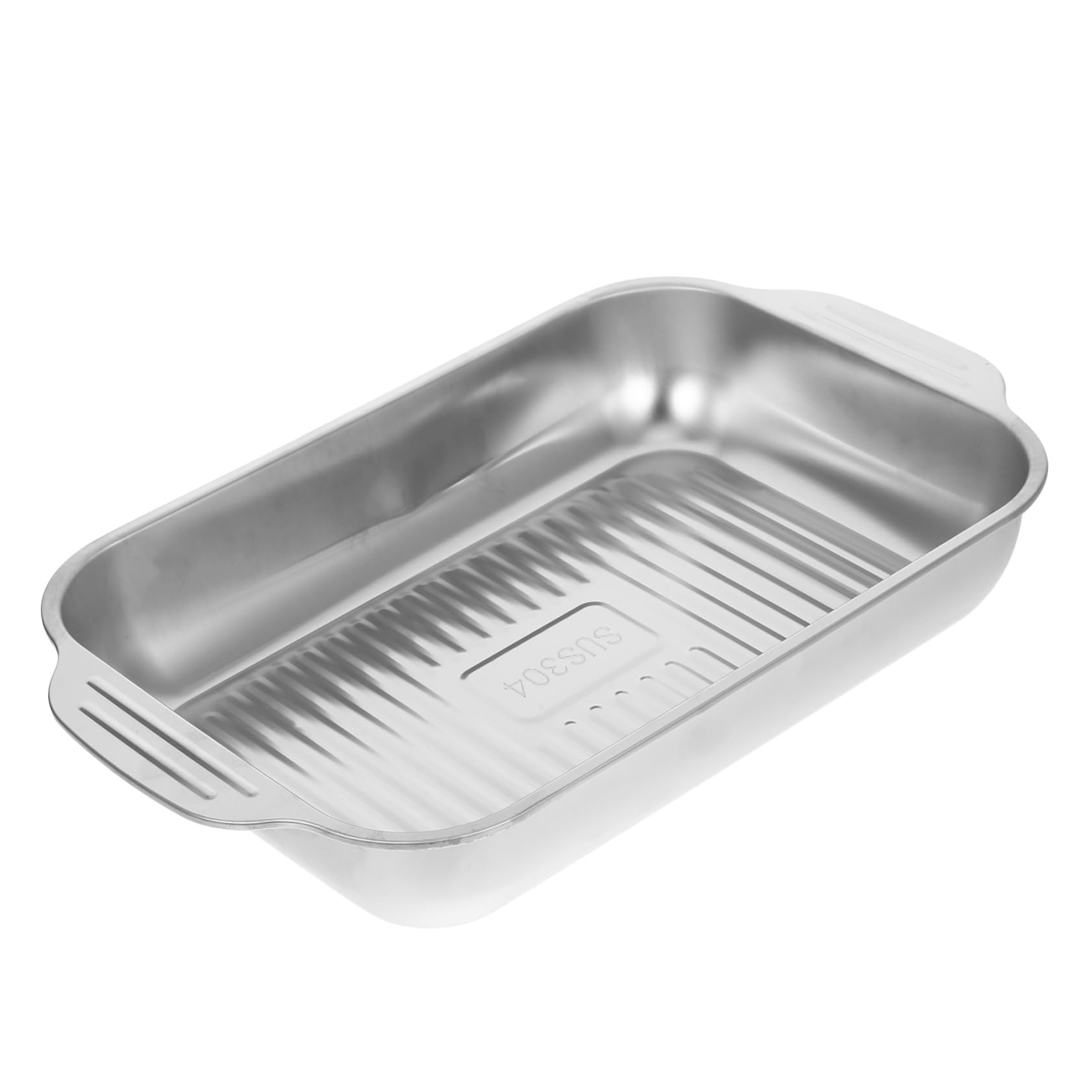 PRETYZOOM Stainless Steel Deep Roasting Dish Rectangular Oven Grill Serving Tray for Fish Meat Splatter Design for Home Restaurant Use Easy to Clean Versatile Cooking Options