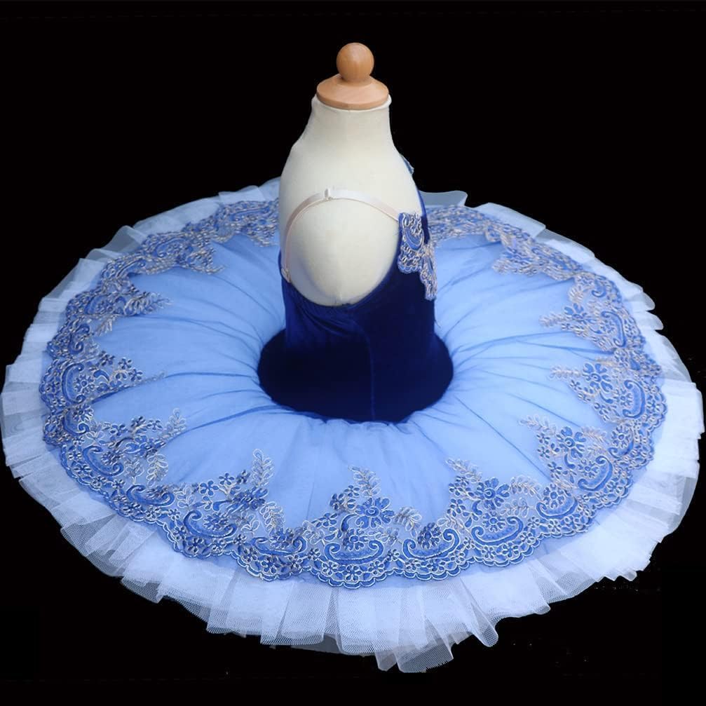 Ballet Swan Lake tu Ropa Leota Estampada Falda de Chaleco Falda de Bailarina esponjosa Falda de actuación(Size:160cm,Color:Azul)