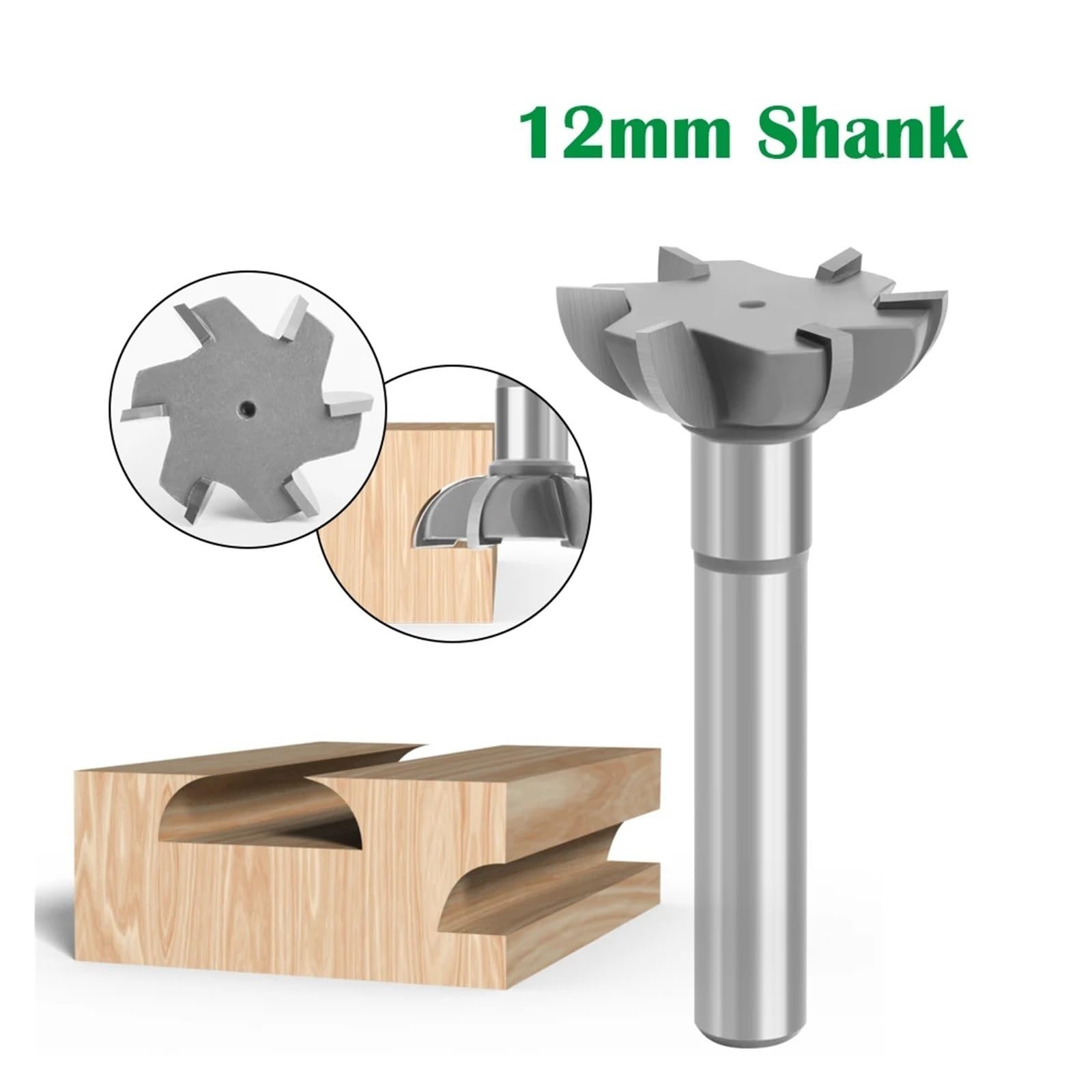 1 pz. Fresa a tazza in lega con gambo da 12 mm, 6 bordi, impugnatura for dita, for macchina for incisione del legno