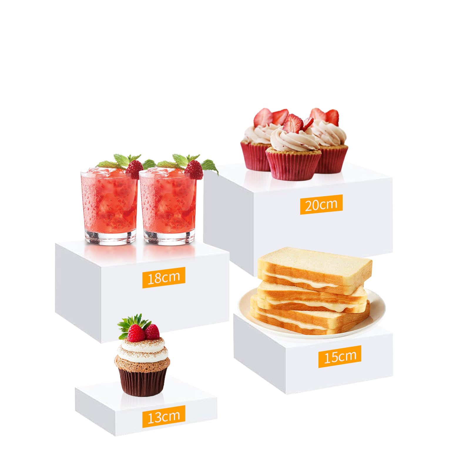 YumSur 5'', 6'', 7'', 7.8''Buffet Riser Acryl Ständer，4 Stück Lebensmittelerhöhung, Cupcake, Lebensmittel-Display-Ständer für im buffet/Hochzeit/Warteschlange/Geburtstag Party