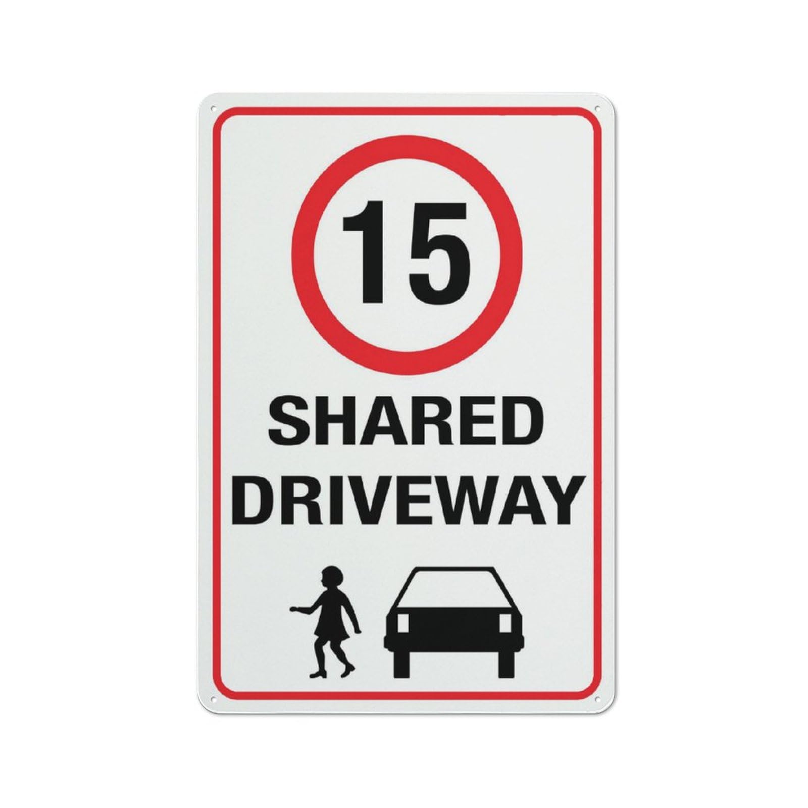Shared Driveway 15Km Speed Limit Sign Metal Signs 12X8 Inch Rust Free Aluminum,Uv Ink Printing,Durable/Weatherproof Outdoor For Home