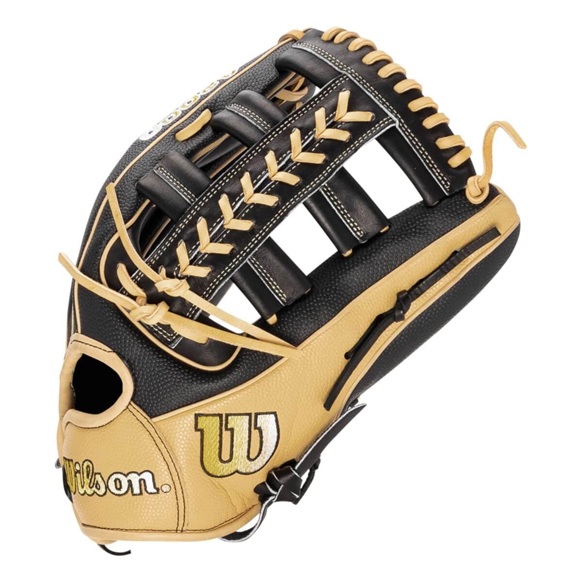 Wilson 2023 A2000 Superskin 1810 (di), Outfield-Guanti da Baseball Unisex, Nero/Biondo, 12.75"