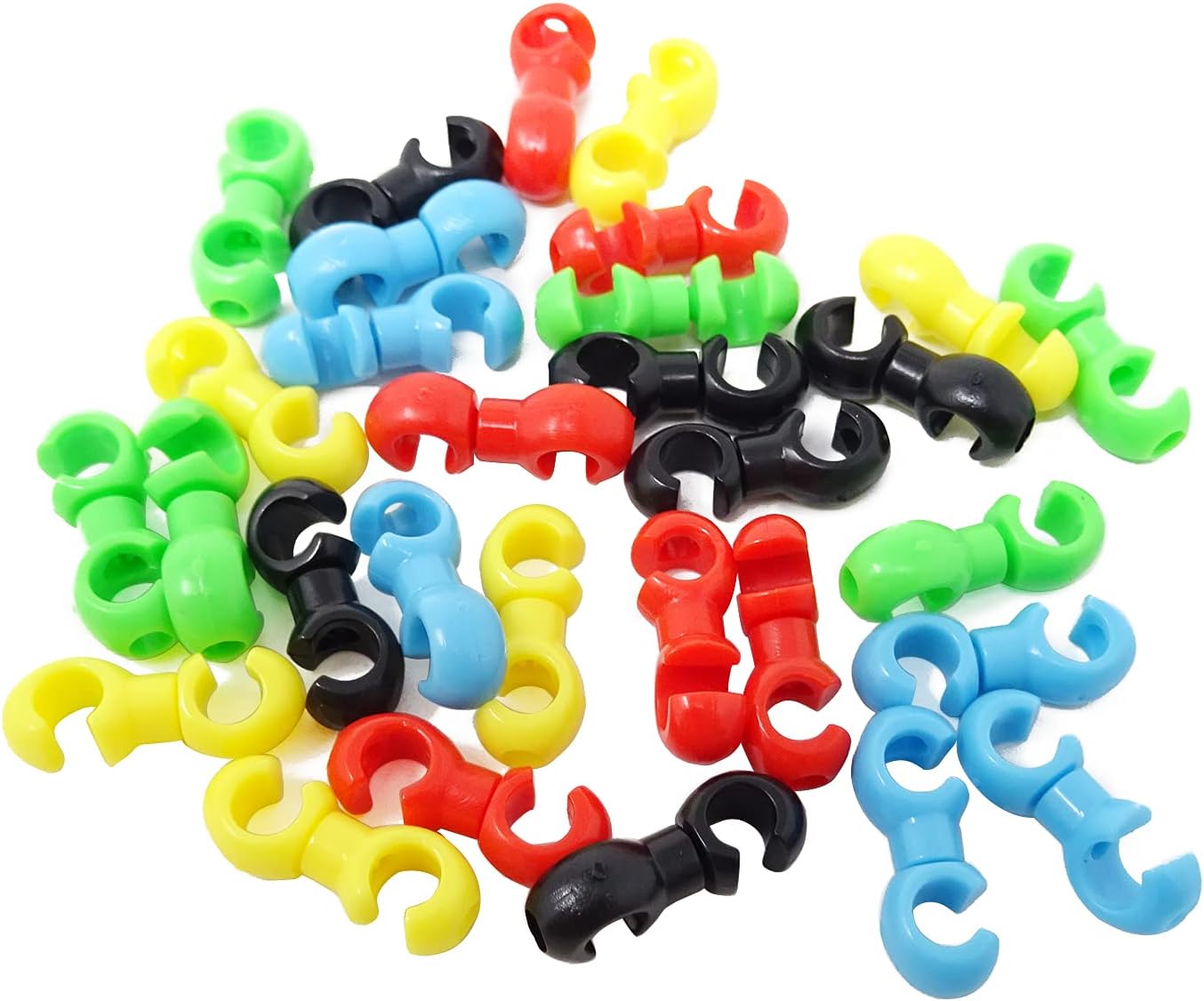 Honbay 30PCS Plastic Bike Cable Clips Bicycle Rotating S-Hook Clips Cycling Shift Cable Brake Gear Cable Housing Fixing Holder for MTB Road Bike Folding Bike (5 Color)