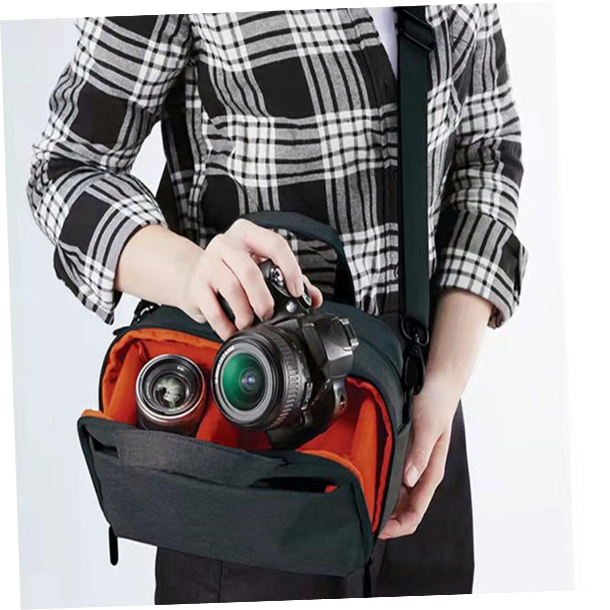 Borsa Tracolla per Fotocamera Reflex in Oxford, Zip