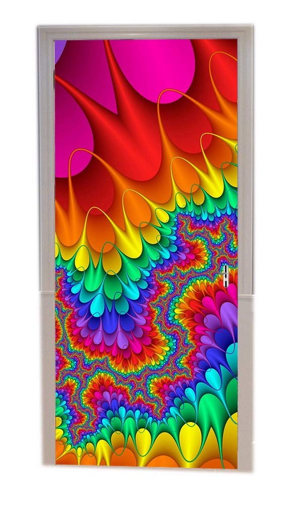 A.Monamour Adesivo Per Porta Autoadesivo 3D, Effetto Astratto Rosa Sfumato, 90x200 Cm, Pellicola In PVC Rimovibile - 3