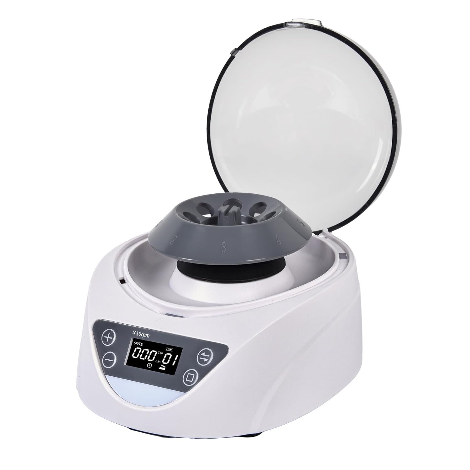Lab Mini Centrifuge Machine LCD Display 100-120000RPM Speed Control 1-99min Timer Max 7245×g RCF Lab Benchtop Centrifuge with 2 Rotors for 8 x 0.2/0.5/1.5/2.0ml & 2×8×0.2mL Strips,100-240V