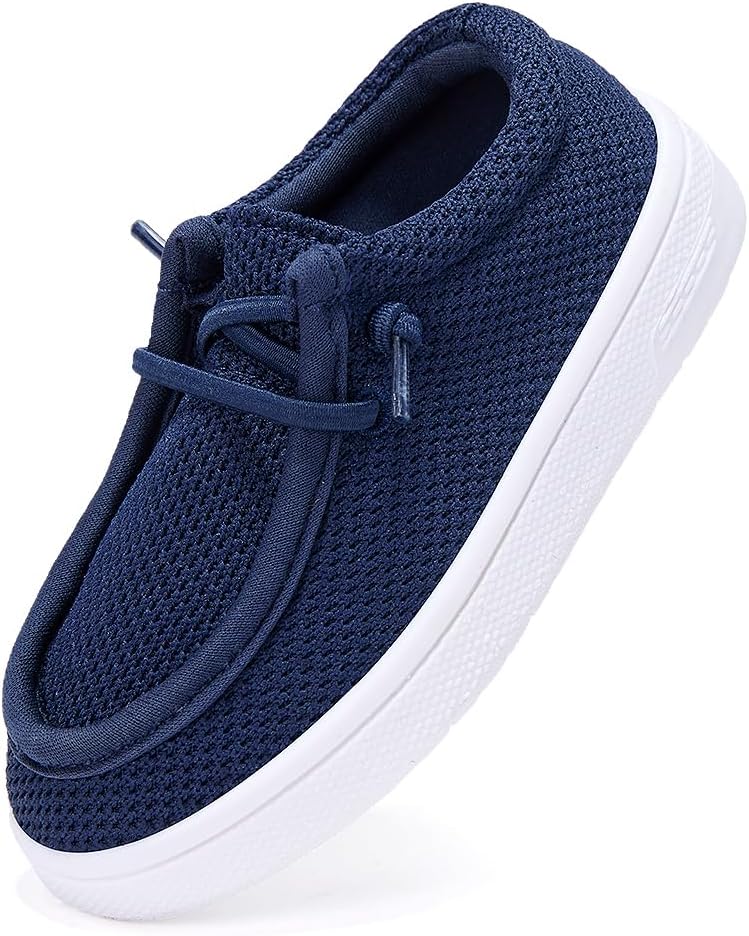 BMCiTYBM Toddler Boys Girls Loafers Shoes Breathable Mesh Casual Boat Lightweight Slip-On Sneakers with Elastic Laces Non-Slip Soft Sole Walking Shoes