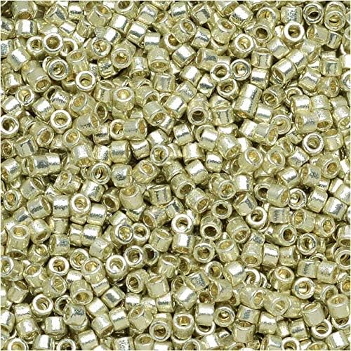 Miyuki Delica Seed Beads, 11/0 Size, 50 Gram Bulk Bag, Duracoat Galvanized Silver DB1831