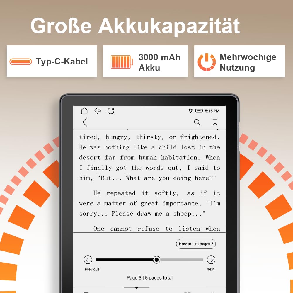 Veidoo E-Book-Reader mit großem E-Ink-Bildschirm, 15,2 cm (6 Zoll), 32 GB ROM, 758 x 1024, 212 dpi, einstellbares Smartlight, Android E-Reader, integrierter Lautsprecher, WiFi-E-Ink-Tablet mit