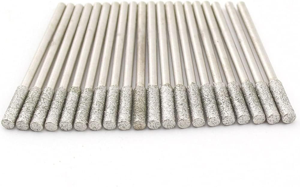 30Pcs 2 2.5 3 4 5 Mm Diamond Coated Cylindrical Grinding Mounted Point Bits Burrs Jewelry Gems Glass Tile Ceramic Marble Granite - (Hole Diameter: Head Diameter 4mm)
